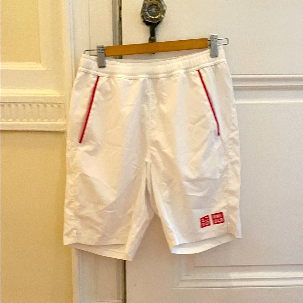 Uniqlo White Athletic Shorts with Red Details
